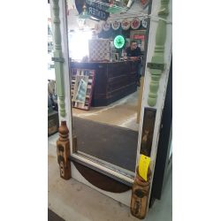 Reclaimed Mirror Front Wood Door w/ Hardware & Architectural Salvage Accents #GA2011