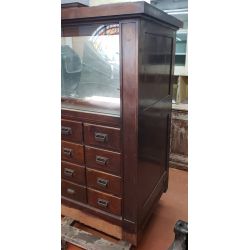 Large 1920's Wood & Glass Apothecary Storefront Step Back Cabinet & Display Case #GA2016