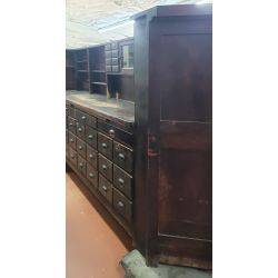 Large 1920's Wood & Glass Apothecary Storefront Step Back Cabinet & Display Case #GA2016