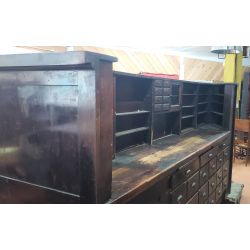 Large 1920's Wood & Glass Apothecary Storefront Step Back Cabinet & Display Case #GA2016