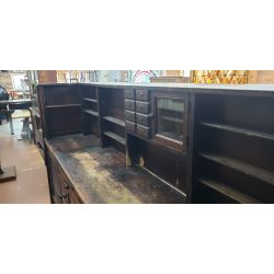 Large 1920's Wood & Glass Apothecary Storefront Step Back Cabinet & Display Case #GA2016