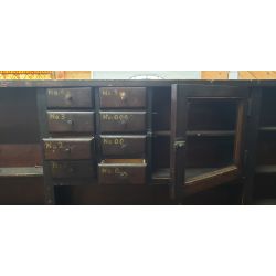 Large 1920's Wood & Glass Apothecary Storefront Step Back Cabinet & Display Case #GA2016