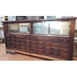 Large 1920's Wood & Glass Apothecary Storefront Step Back Cabinet & Display Case #GA2016