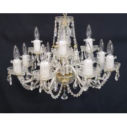 12 Light 3 Tiered Crystal Prism Chandelier with Glass Pineapple Accents #GA2020