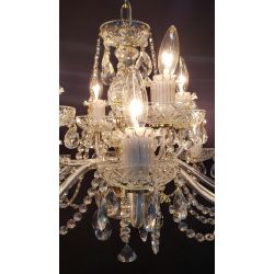 12 Light 3 Tiered Crystal Prism Chandelier with Glass Pineapple Accents #GA2020