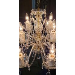 12 Light 3 Tiered Crystal Prism Chandelier with Glass Pineapple Accents #GA2020