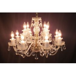 12 Light 3 Tiered Crystal Prism Chandelier with Glass Pineapple Accents #GA2020