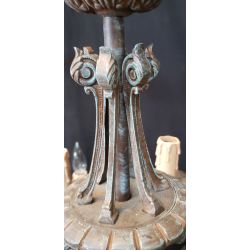 Ornate Gothic Cast Iron Two Tier 12 Light Chandelier & Matching Ceiling Cap #GA2025