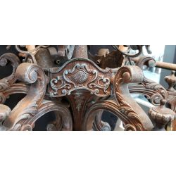 Ornate Gothic Cast Iron Two Tier 12 Light Chandelier & Matching Ceiling Cap #GA2025