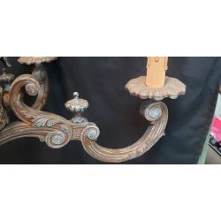 Ornate Gothic Cast Iron Two Tier 12 Light Chandelier & Matching Ceiling Cap #GA2025
