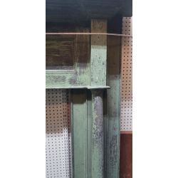 Huge Wooden Fireplace Mantel with Green Paint Patina #GA2032