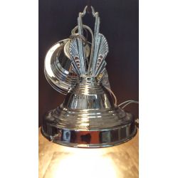 Large Art Deco Etched Glass Pendant Light with Chrome Art Deco Trim & Ceiling Cap #GA2027