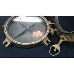 Antique Heavy Duty Solid Brass & Glass Ship's Porthole with Gear & Backplate GA9859