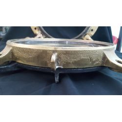 Antique Heavy Duty Solid Brass & Glass Ship's Porthole with Gear & Backplate GA9859