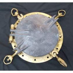 Antique Heavy Duty Solid Brass & Glass Ship's Porthole with Gear & Backplate GA9859