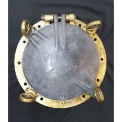 Antique Heavy Duty Solid Brass & Glass Ship's Porthole with Gear & Backplate GA9859