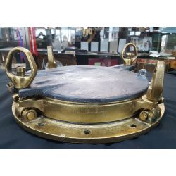 Antique Heavy Duty Solid Brass & Glass Ship's Porthole with Gear & Backplate GA9859