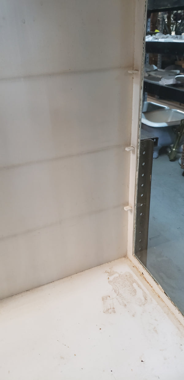 Pair of Steel Medical Cabinets with Beveled & Wavy Glass on Cabriole Legs #GA2190