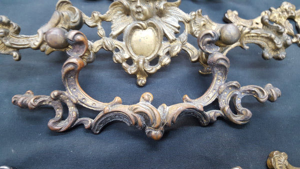 12 Piece Solid Brass Sun God Design Drawer Pulls & Key Hole Escutcheons #GA2204