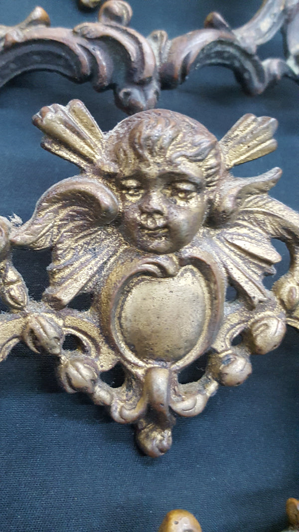 12 Piece Solid Brass Sun God Design Drawer Pulls & Key Hole Escutcheons #GA2204