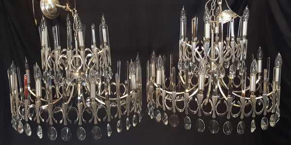 Pair of Mid-Century Modern Vintage Italian Chandeliers by Gaetano Sciolari #GA2209
