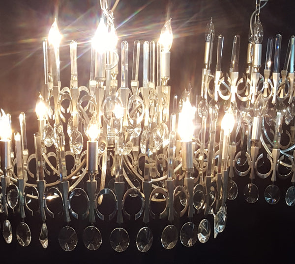 Pair of Mid-Century Modern Vintage Italian Chandeliers by Gaetano Sciolari #GA2209