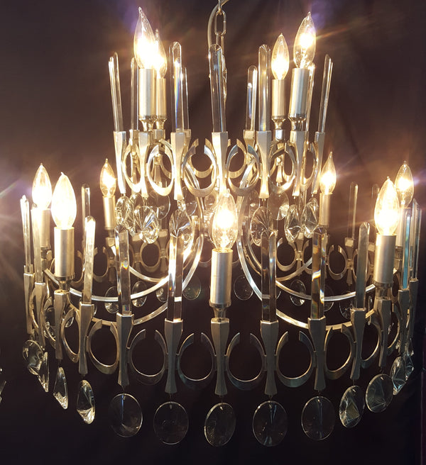 Pair of Mid-Century Modern Vintage Italian Chandeliers by Gaetano Sciolari #GA2209