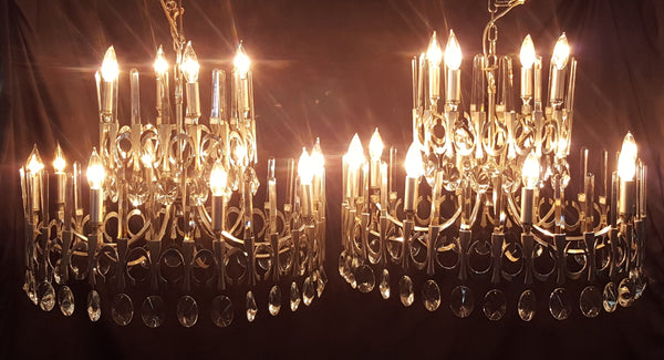 Pair of Mid-Century Modern Vintage Italian Chandeliers by Gaetano Sciolari #GA2209