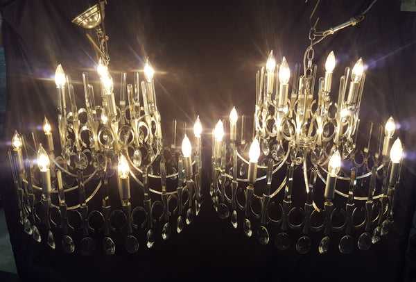 Pair of Mid-Century Modern Vintage Italian Chandeliers by Gaetano Sciolari #GA2209
