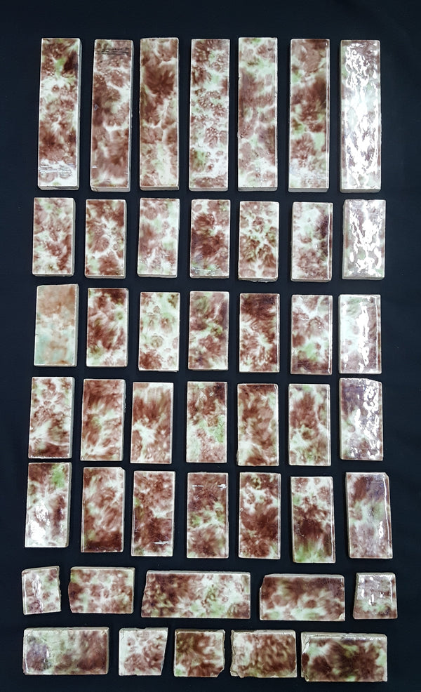Lot of 45 Reclaimed Multi Colored 6" & 3" Ceramic Fireplace Tiles #GA2214
