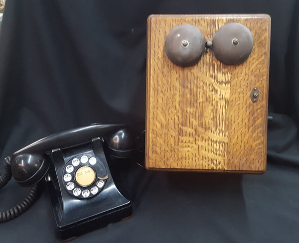 1940 Western Electric F-1 Metal Phone with Oak Subset Ringer Box #GA2219