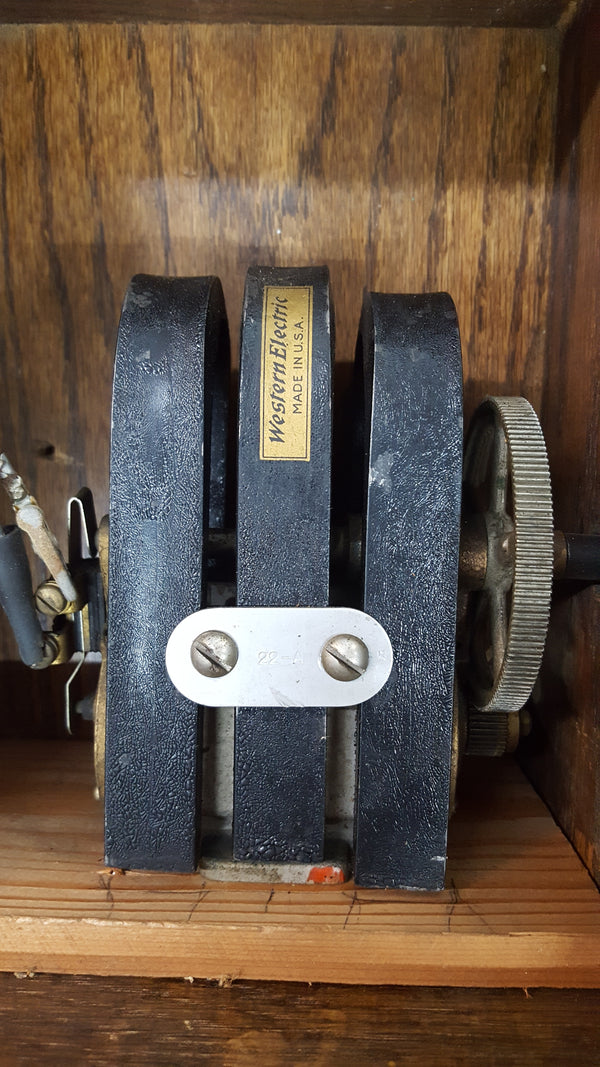 1940 Western Electric F-1 Metal Phone with Oak Subset Ringer Box #GA2219