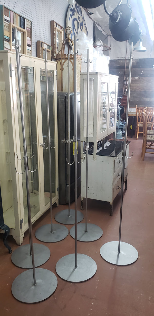 Free Standing Mid Century Stainless Steel Medical Lab Coat Hook Trees #GA2223