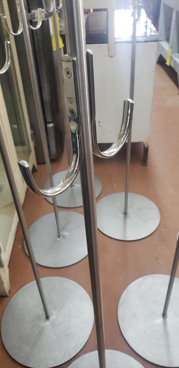 Free Standing Mid Century Stainless Steel Medical Lab Coat Hook Trees #GA2223