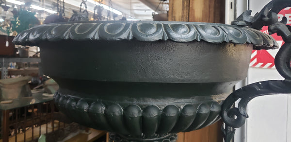 Large Black Cast Iron  Double Griffin Urn on Pedestal with Square Bottom Base #GA2248