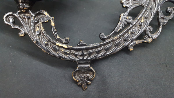 Antique Victorian Black Cast Iron Oil Lamp Swinging Wall Sconce & Wall Bracket #GA2249