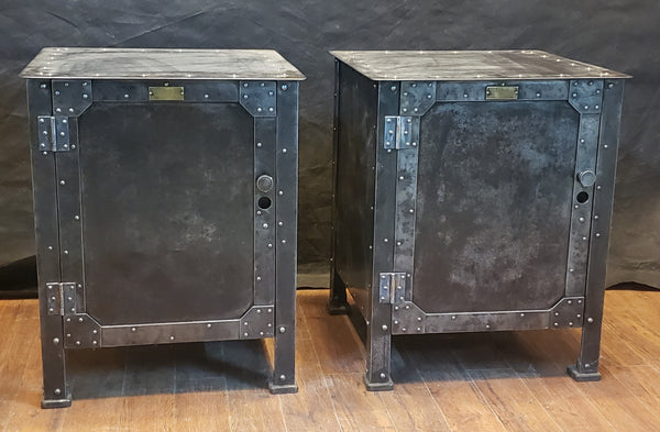 Late 1800's Pair of Shop Made Riveted Machinist Cabinets #MSC