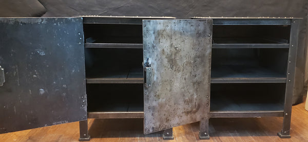 Late 1800's Pair of Shop Made Riveted Machinist Cabinets #MSC