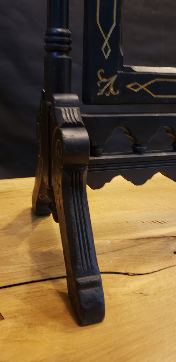 Victorian Ebonized Walnut Fireplace Screen with Gold Leaf Paint #GA10152