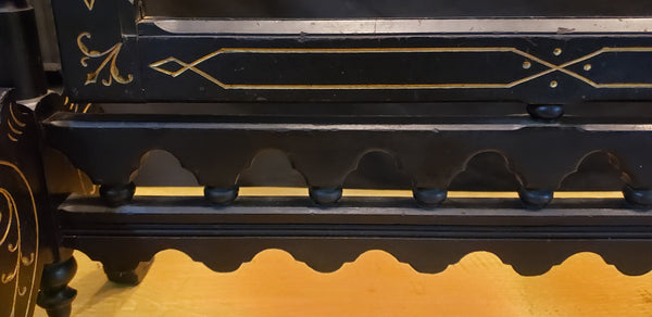 Victorian Ebonized Walnut Fireplace Screen with Gold Leaf Paint #GA10152