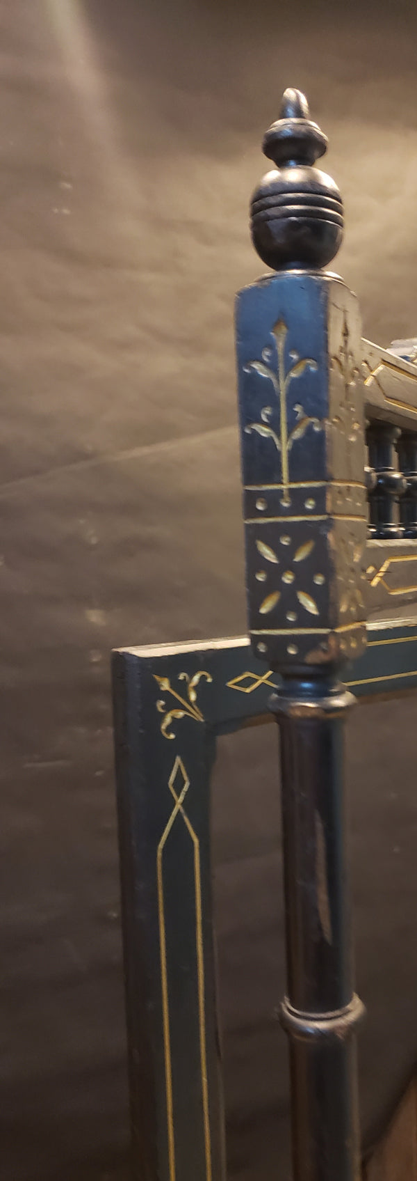 Victorian Ebonized Walnut Fireplace Screen with Gold Leaf Paint #GA10152