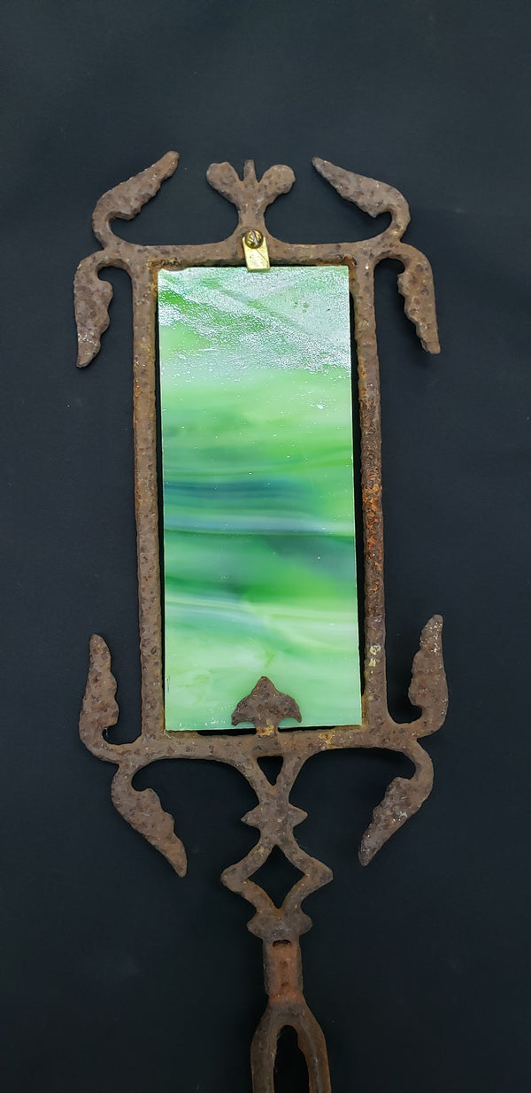 Antique Iron Lightning Rod Arrow with Stained Glass Insert #GA2271