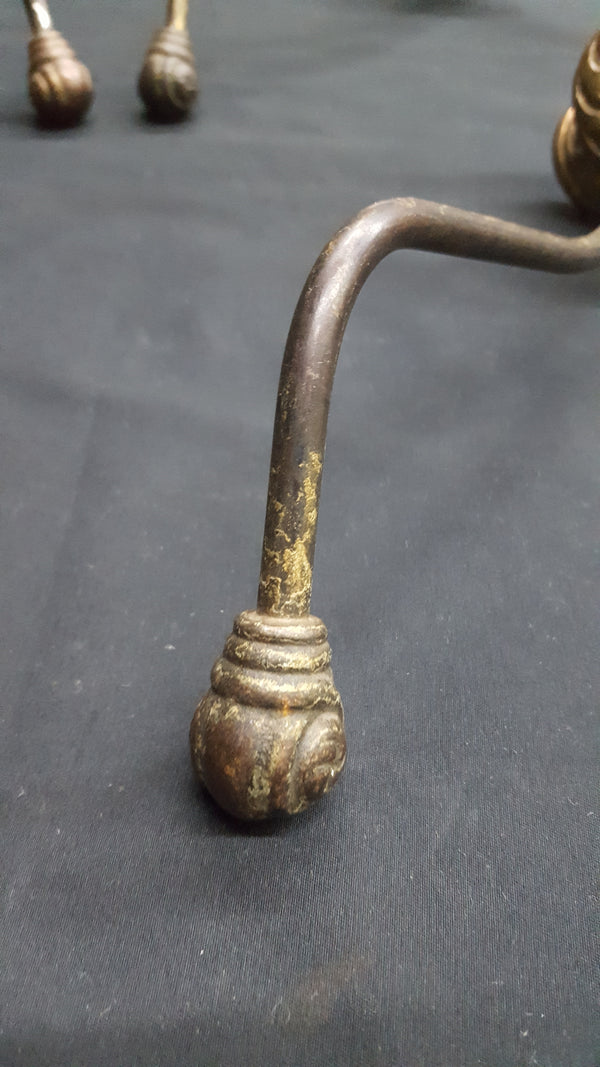 Set of 4 Victorian Solid Brass Double Hall Tree Coat Hooks