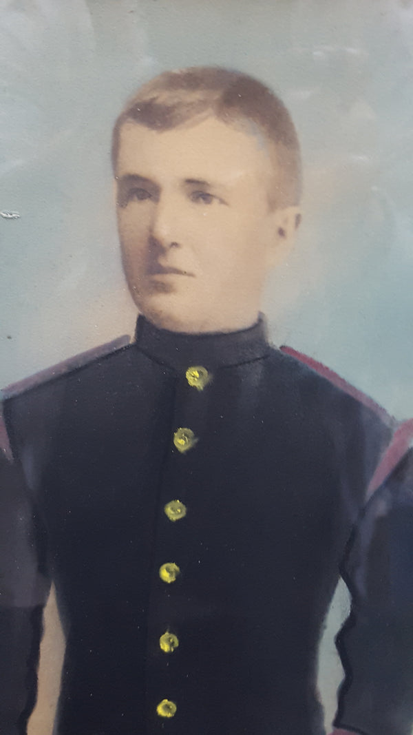Antique Civil War Soldier Picture on Canvas in Gilded Frame #CWS