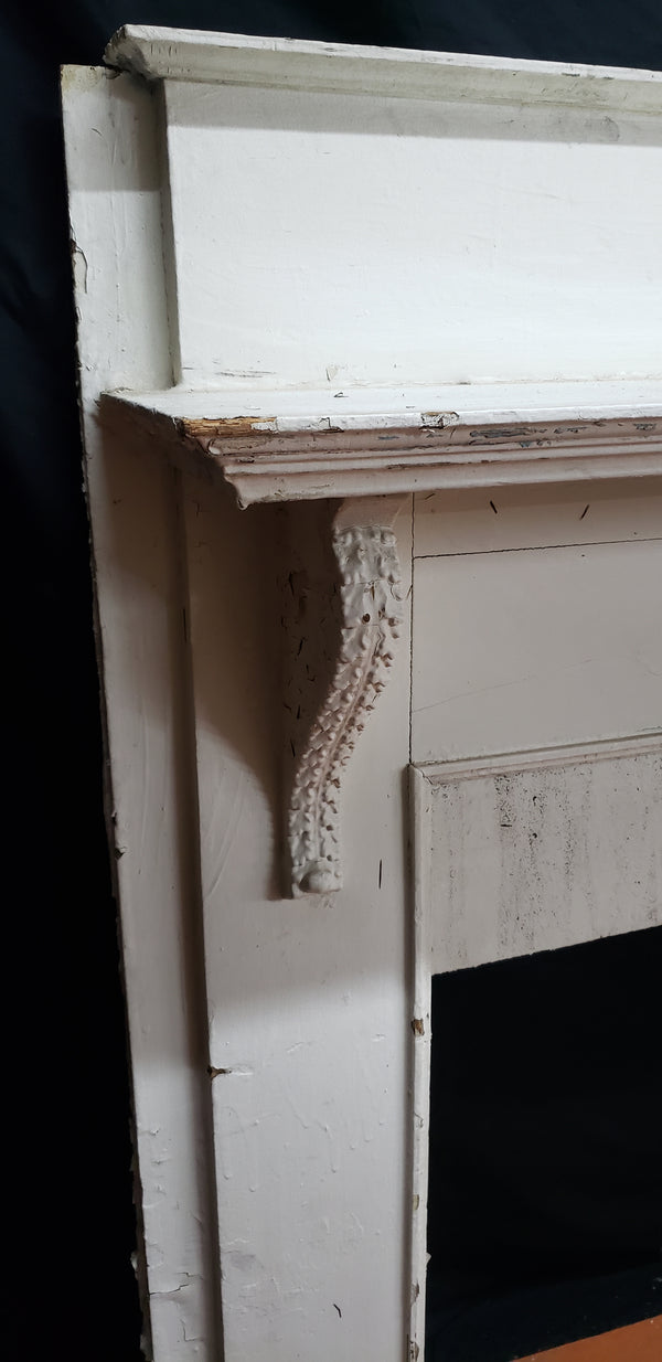 Antique Fireplace Mantel Surround with Wreath & Floral Trim #GA9003