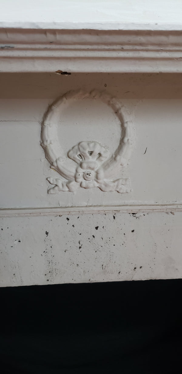 Antique Fireplace Mantel Surround with Wreath & Floral Trim #GA9003