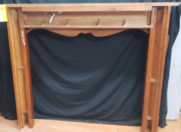 Antique Mahogany Fireplace Mantel Surround with Angled Sides & Floral Designs #GA9012