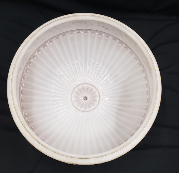 15" Round Flush Mount Embossed White & Amber Acanthus Glass Shade #ombre
