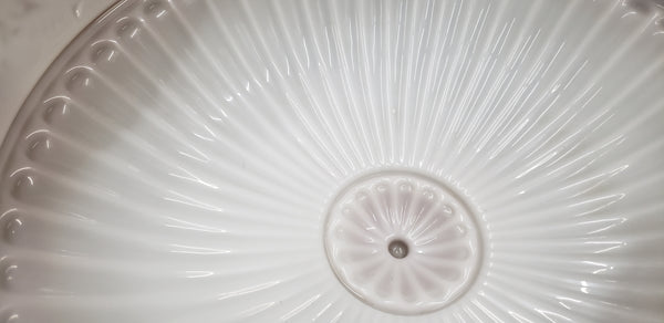 15" Round Flush Mount Embossed White & Amber Acanthus Glass Shade #ombre