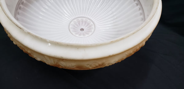 15" Round Flush Mount Embossed White & Amber Acanthus Glass Shade #ombre